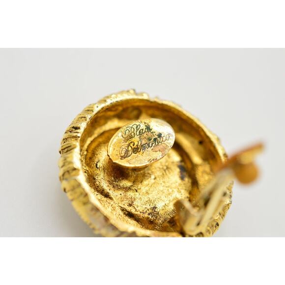 Blair Delmonico Vintage Clip On Earrings Chunky Leopard Gold Signed 1980s 9G - Picture 7 of 7